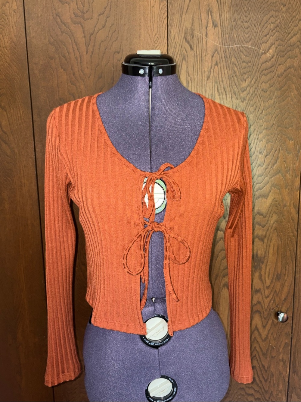Orange front-tie long sleeved